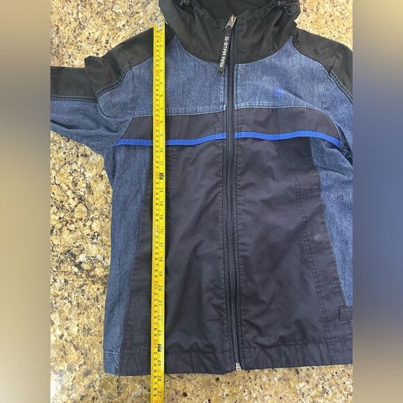G-Star Raw Denim Mix Colorblock Patches Hooded Full Zip Jacket Unisex Size Small - Picture 11 of 16